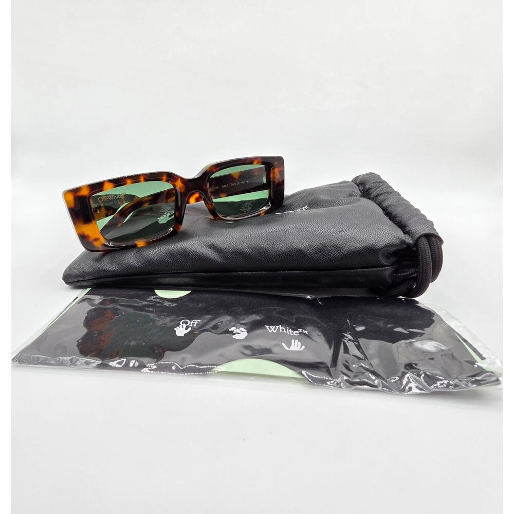 Off-White OERI016 Sunglasses Tortoise Green Lens Rectangular Italy w/ Case